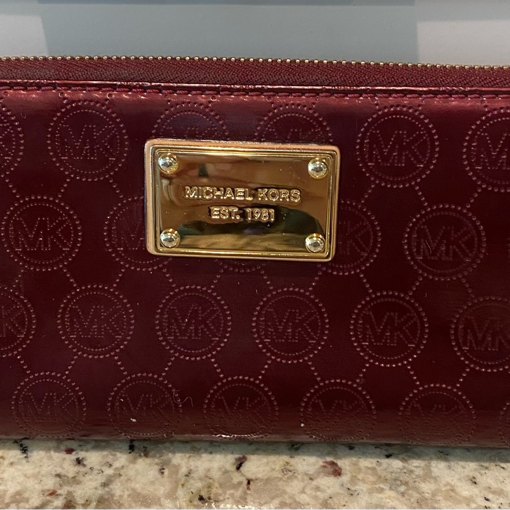 Michael Kors Maroon Wallet with Gold Accents